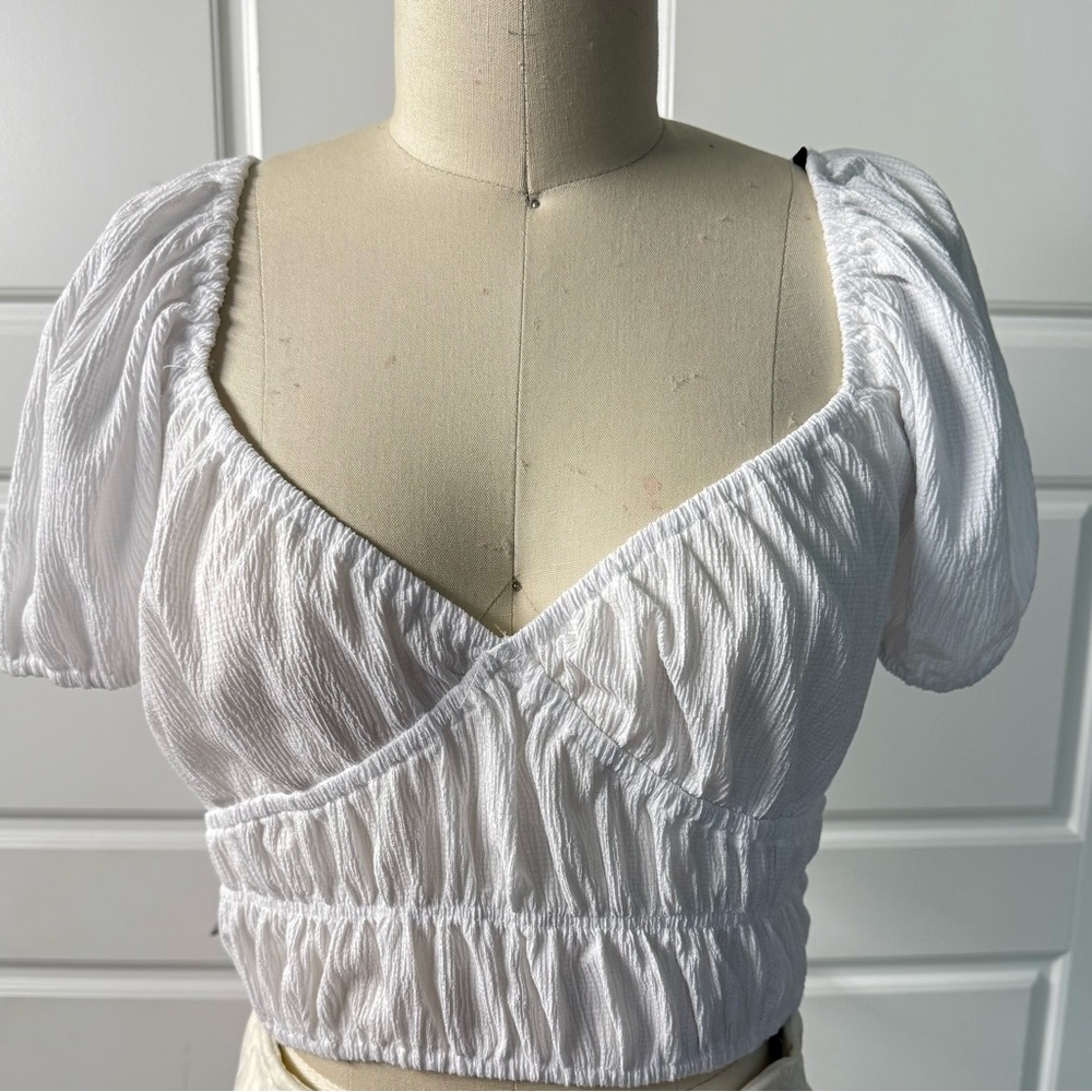 White Puff Sleeve Women's Top